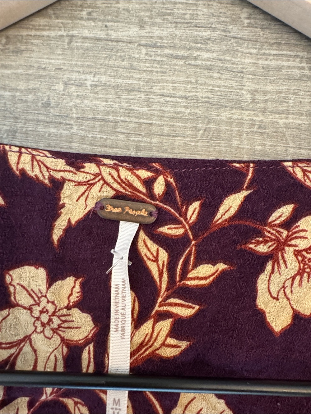 Free People Floral Lace-Trim V-Neck Dress/ Tunic ..Burgundy, cream,and black - Picture 6 of 10